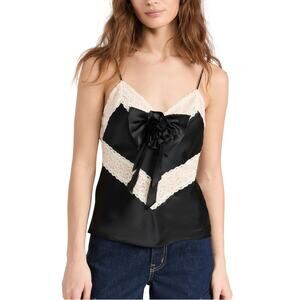 Loveshackfancy Lace Trimmed Black Brimsley Camisole Size XL NWT